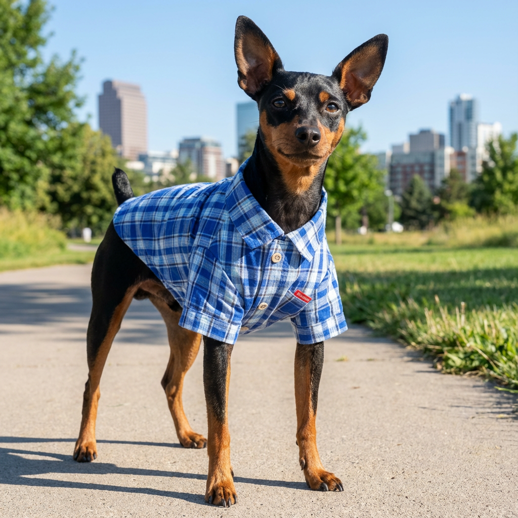Double Diagonal Pocket Dog Plaid Shirt