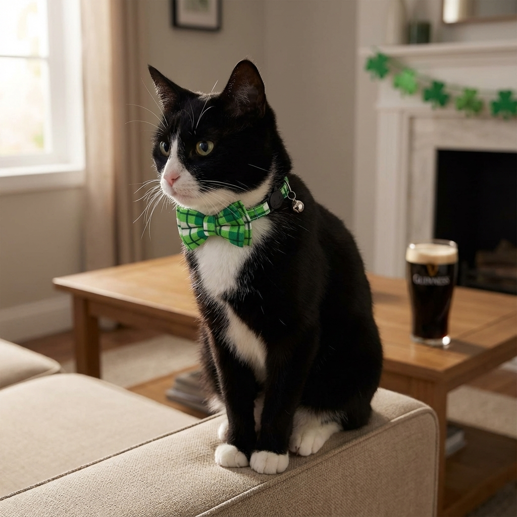 Irish Plaid Bow Collar for Cats & Small Dogs