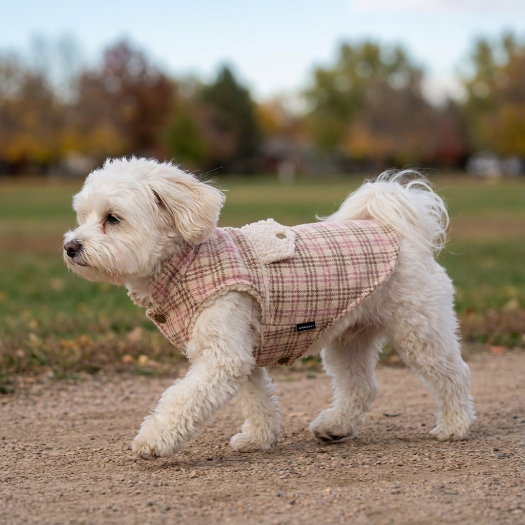 Plaid Velvet Warm Padded Dog Vest