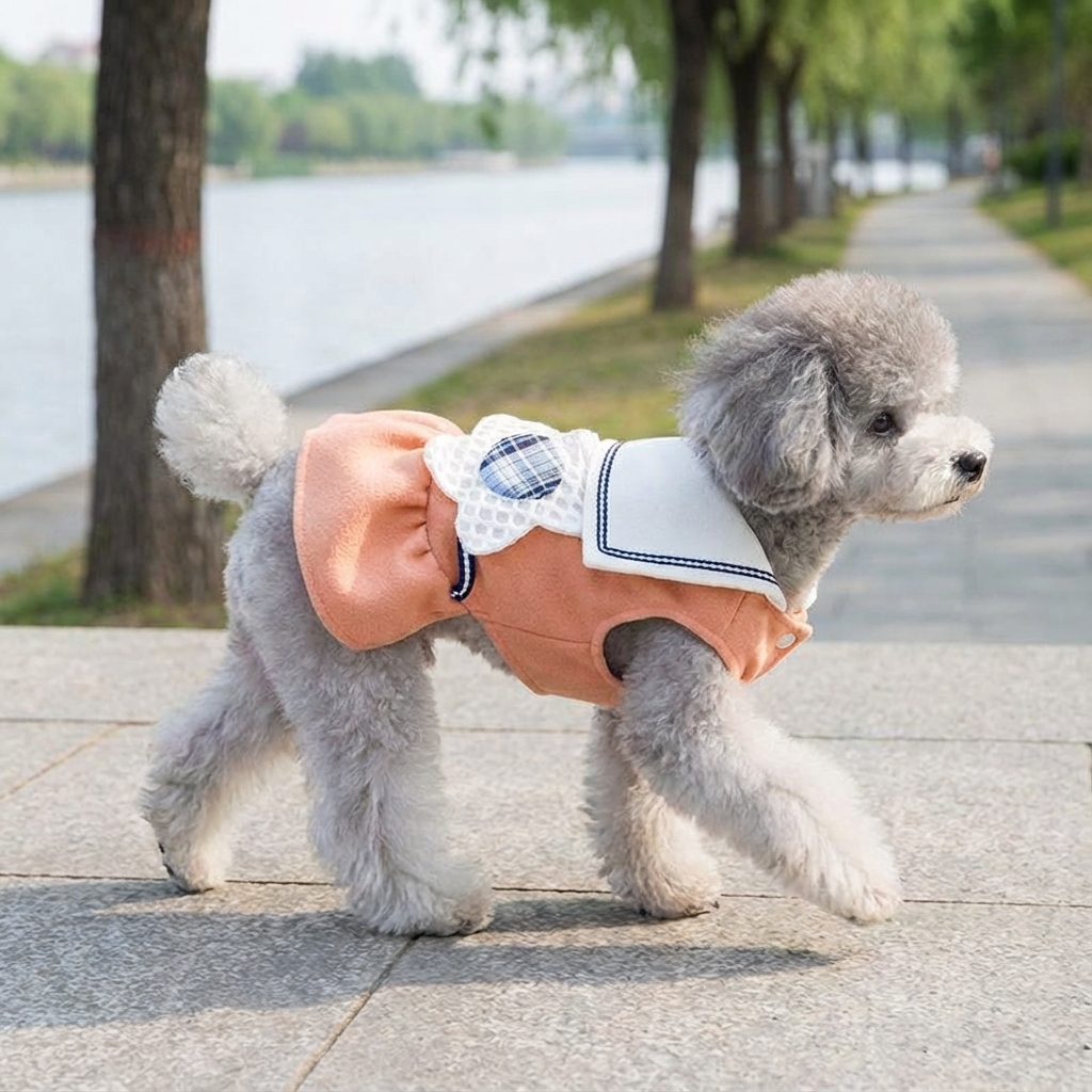 Big Flower Lapel Dog Dress