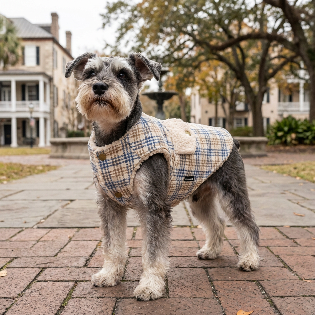 Plaid Velvet Warm Padded Dog Vest