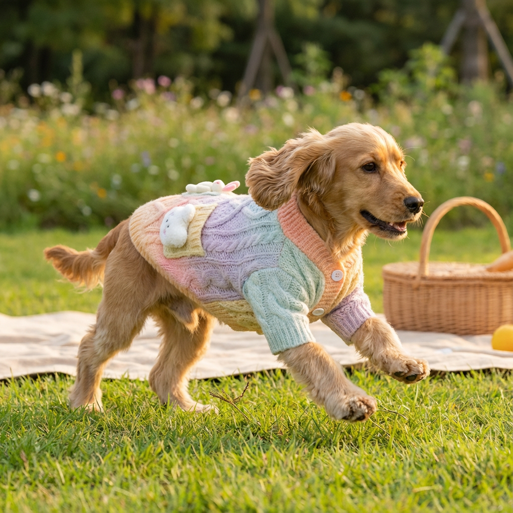 Vibrant Tie-Dye Gradient Cardigan Dog Sweater