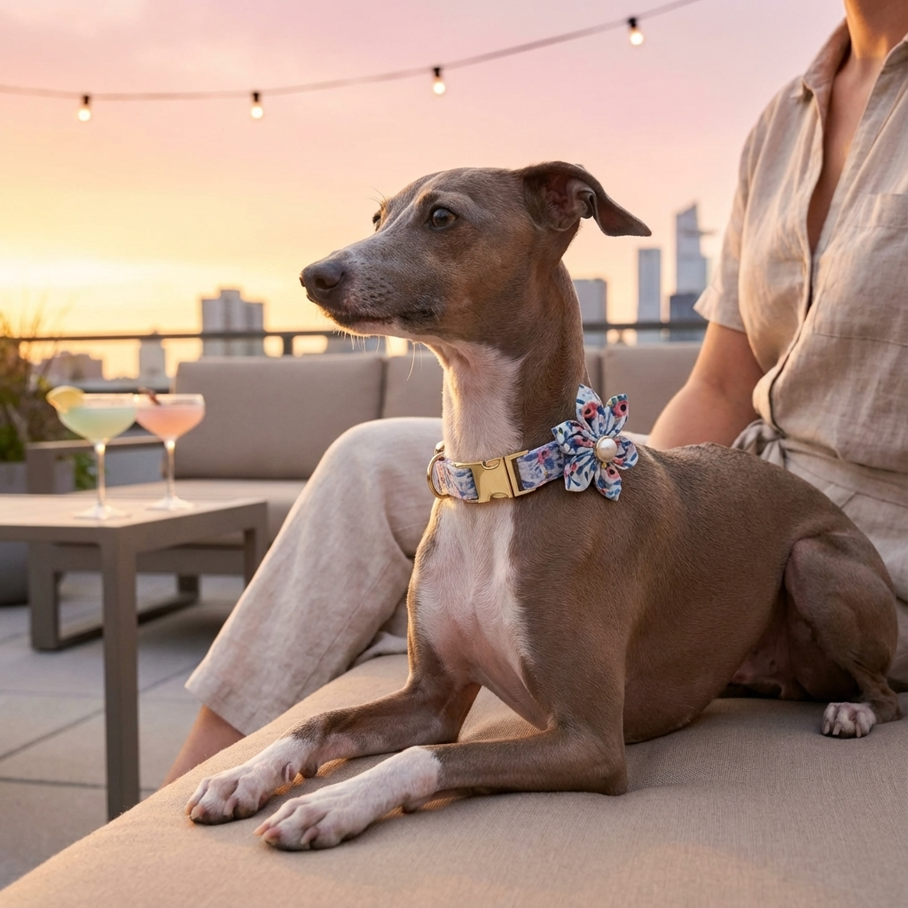 Bold Bloom Floral Metal Dog Collar