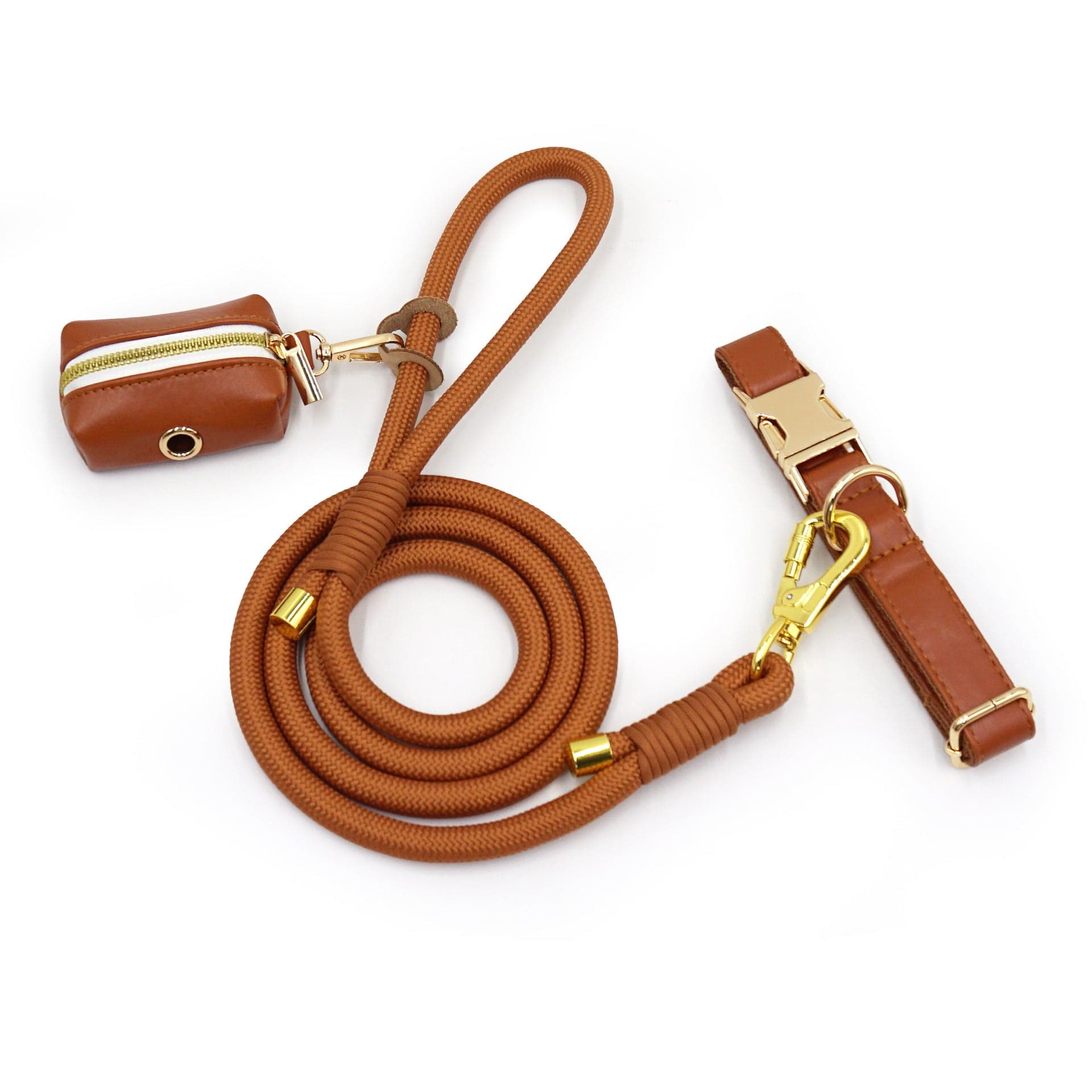 Dogs and Cats Boutique 10 Coffee Color / XS New Leather Hand-woven Round Rope Strong Dog Rope Leash (To Get Done)
