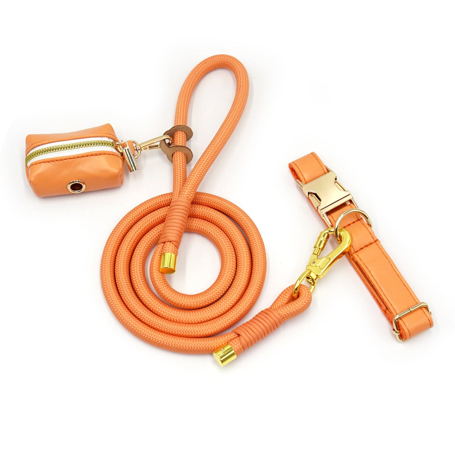 Dogs and Cats Boutique 10 Orange / XS New Leather Hand-woven Round Rope Strong Dog Rope Leash (To Get Done)