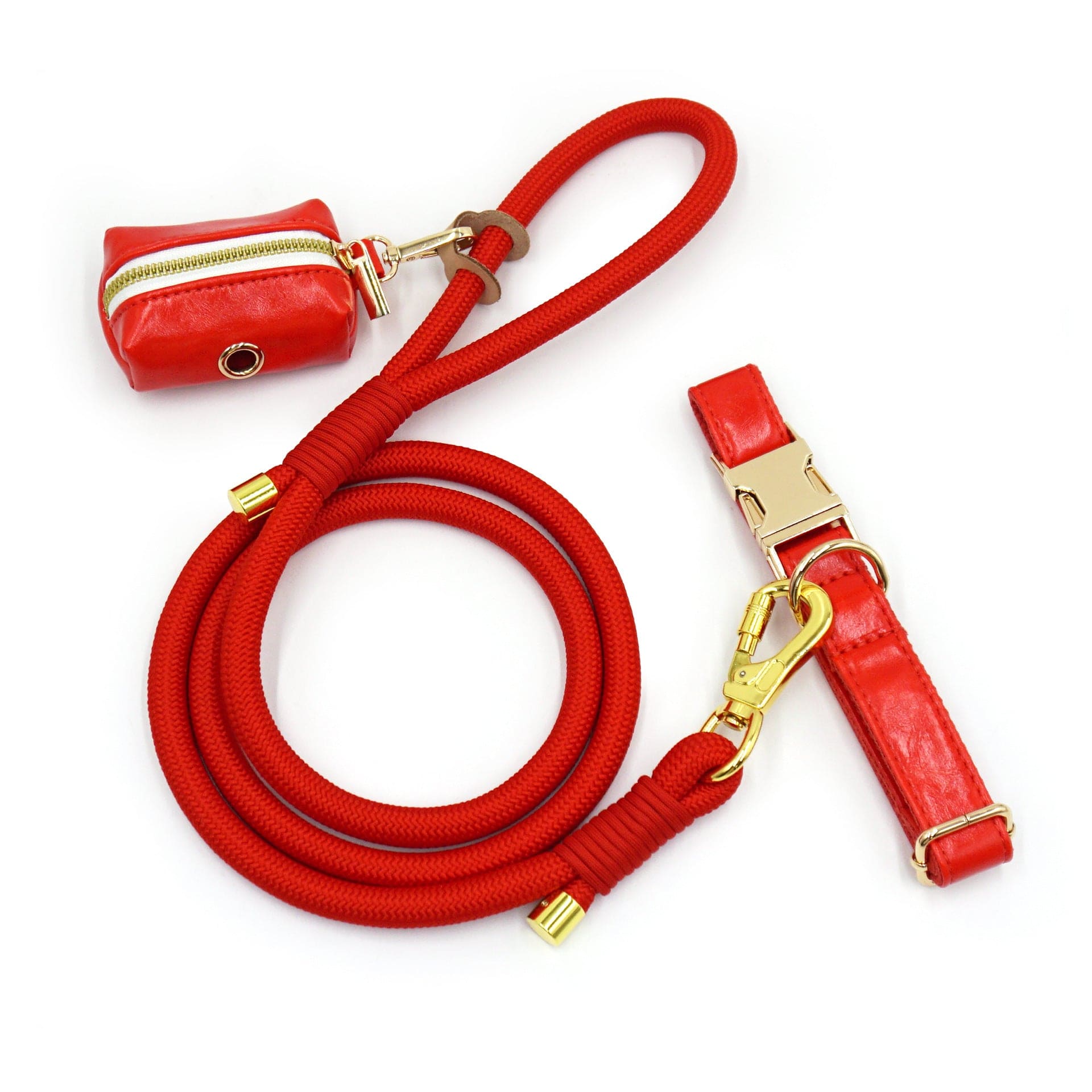 Dogs and Cats Boutique 10 Red / XS New Leather Hand-woven Round Rope Strong Dog Rope Leash (To Get Done)