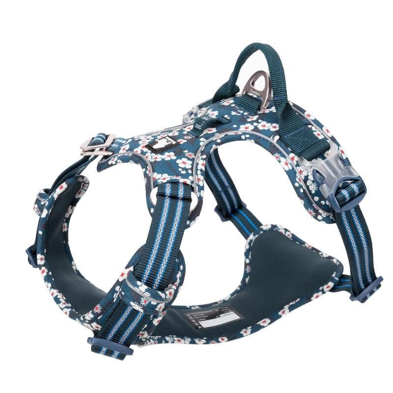 Dogs and Cats Boutique 11 Blue A / XS Pet Dog's Chest Strap Floral Explosion-proof Punching Traction (To Get Done)