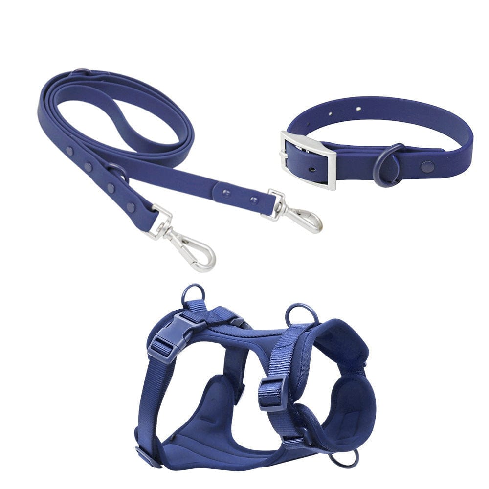 Dogs and Cats Boutique 11 Blue / L / Set Pet Collar Anti-fouling Bite Dog Leash Set Waldonex (To Get Done)