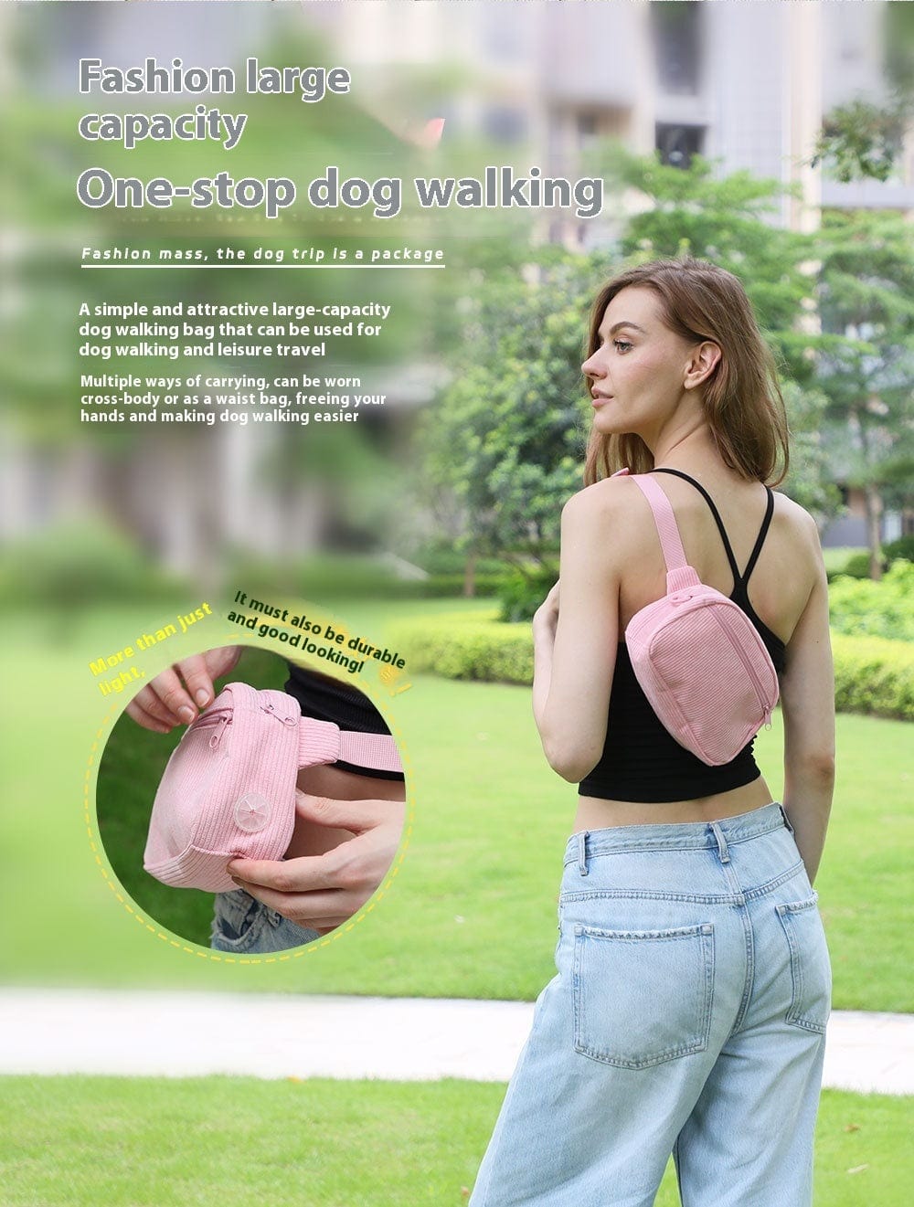 Dogs and Cats Boutique 11 Design Pink Corduroy Pet's Chest-back Can Carve Writing Collar Rope Dog Walking Bag (To Get Done)