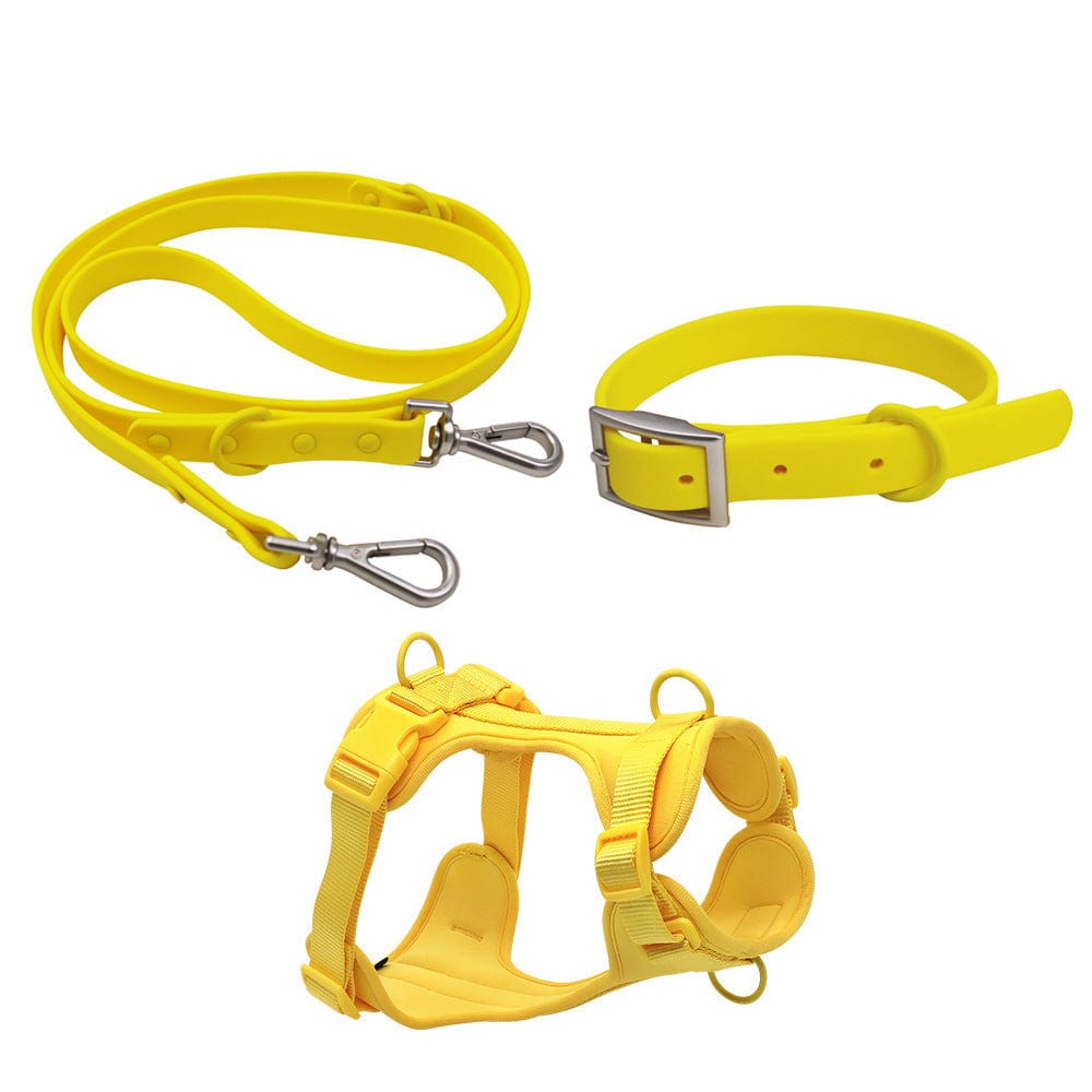 Dogs and Cats Boutique 11 Yellow / L / Set Pet Collar Anti-fouling Bite Dog Leash Set Waldonex (To Get Done)