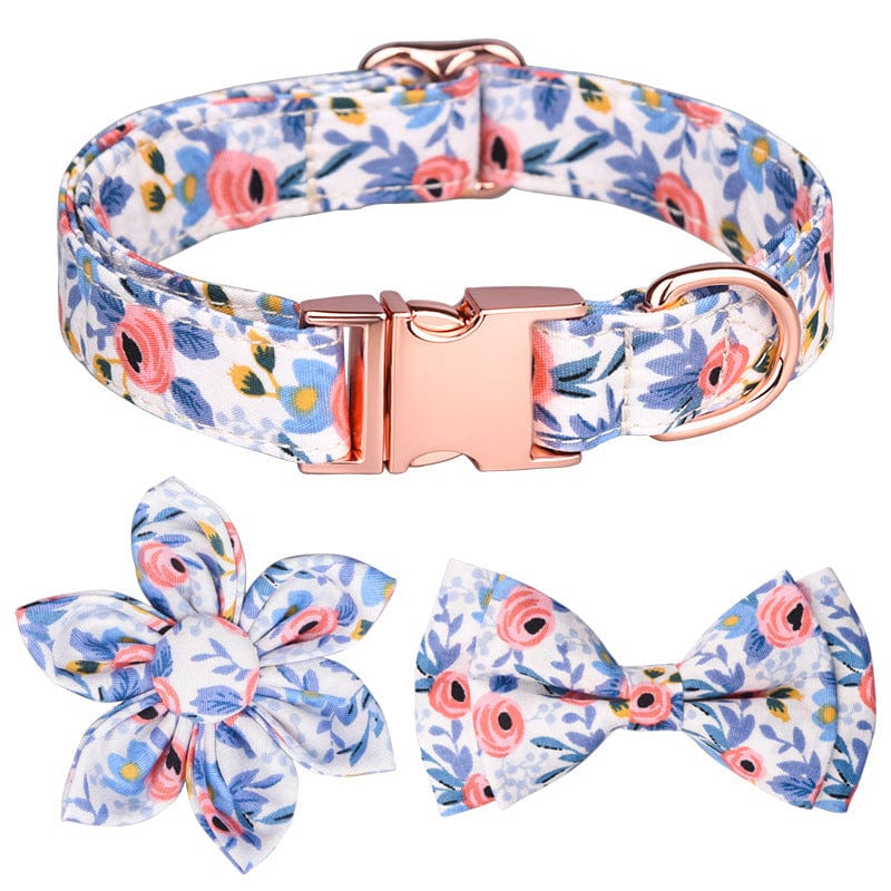 Dogs and Cats Boutique 12 Blue / L Detachable Hexapetalous Flowers Dog Collar (To Get Done)