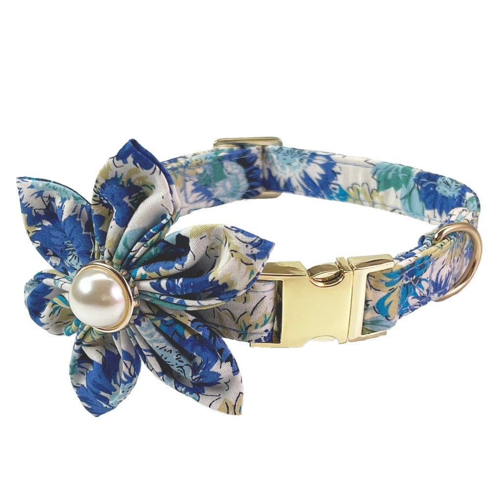 Dogs and Cats Boutique 12 Collar B Sky Blue / L Pet Lettering Collar Metal Floral Collar Hand Holding Rope Medium Large Dog Leash (To Get Done)