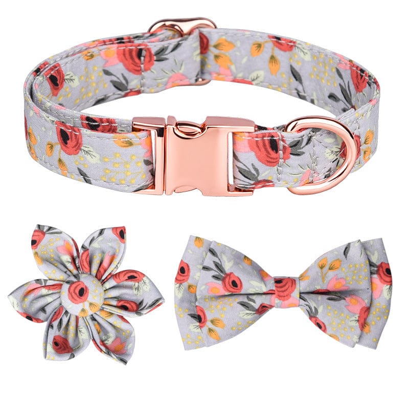 Dogs and Cats Boutique 12 Gray / L Detachable Hexapetalous Flowers Dog Collar (To Get Done)