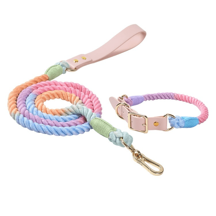 Dogs and Cats Boutique 12 Set macaron / S Woven Cotton Rope Leather Pet Dog Collar Suit (To Get Done)