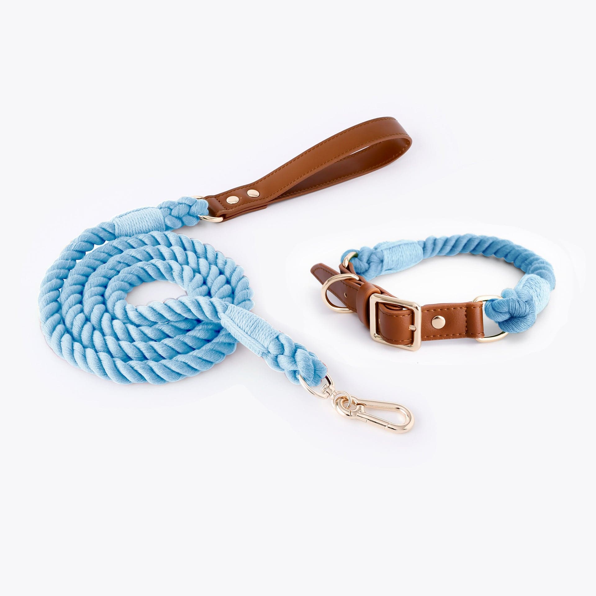 Dogs and Cats Boutique 12 Suit sky blue / L Woven Cotton Rope Leather Pet Dog Collar Suit (To Get Done)