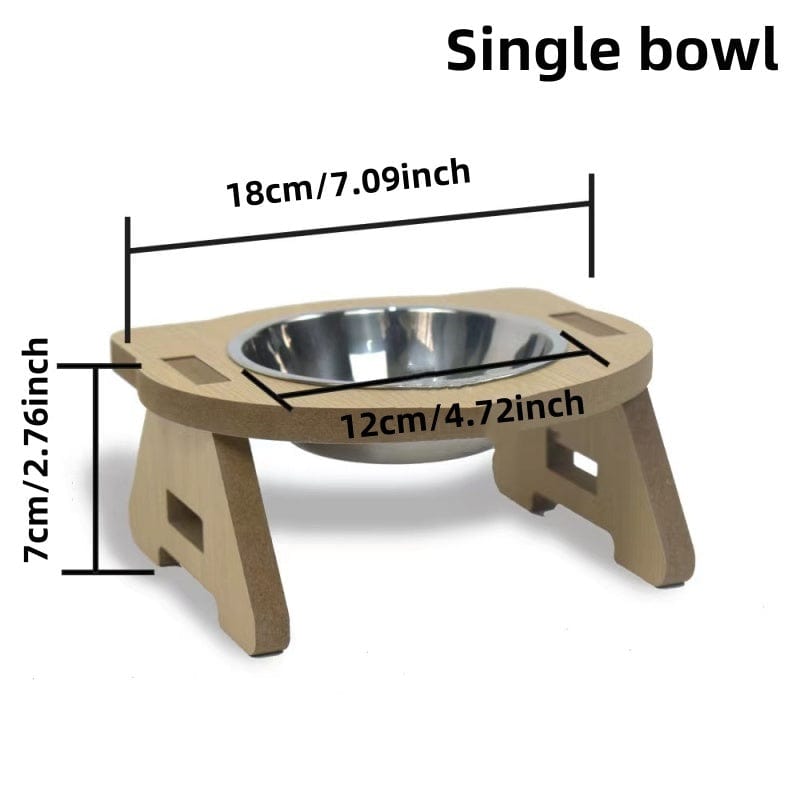 Dogs and Cats Boutique 14 Cat Bowl Water And Food All-in-one Wooden Pet Bowl Feeder Cat Stainless Steel Bowl Anti-overturning Neck Protection (To Get Done)
