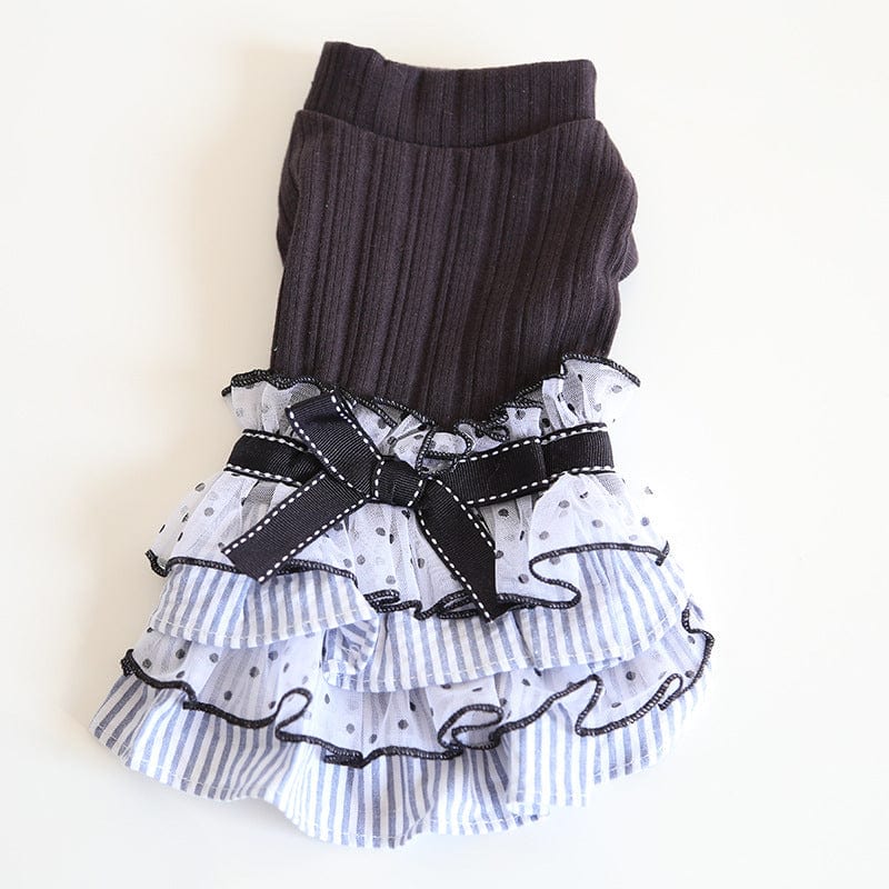 Dogs and Cats Boutique 6 Charcoal Black / L Polka Dot Lace Cake Dress Pet Clothes (To Get Done)