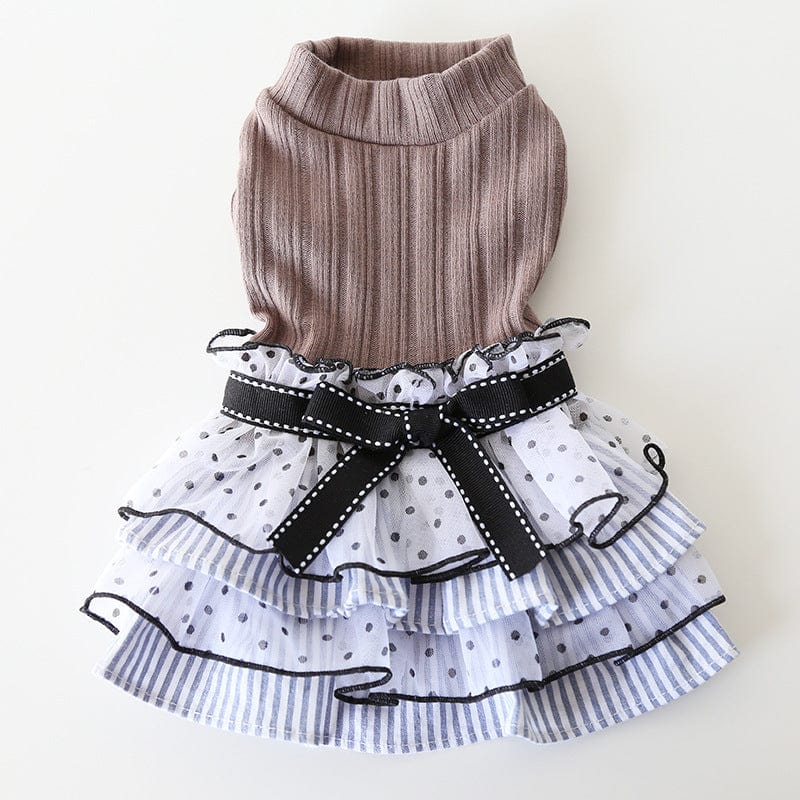 Dogs and Cats Boutique 6 Iced Coffee / L Polka Dot Lace Cake Dress Pet Clothes (To Get Done)