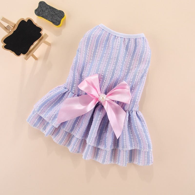 Dogs and Cats Boutique 6 Pink Blue / L Vertical Striped Butterfly Skirt Pet Cat Dog (To Get Done)