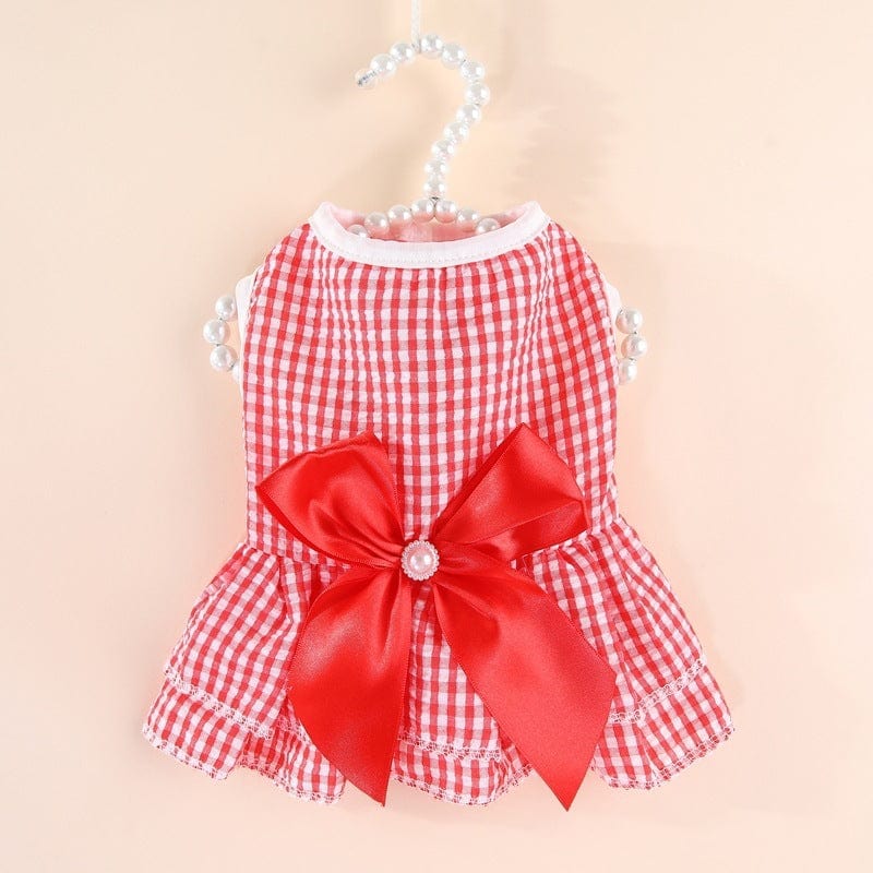 Dogs and Cats Boutique 6 Red Plaid / L Vertical Striped Butterfly Skirt Pet Cat Dog (To Get Done)