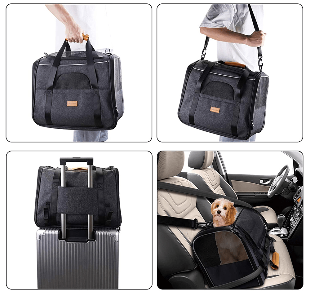 Dogs and Cats Boutique pet-bags Dark Blue Grey Luxe Voyager Pet Carrier