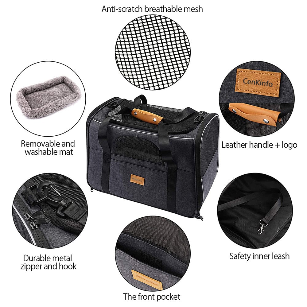 Dogs and Cats Boutique pet-bags Dark Blue Grey Luxe Voyager Pet Carrier