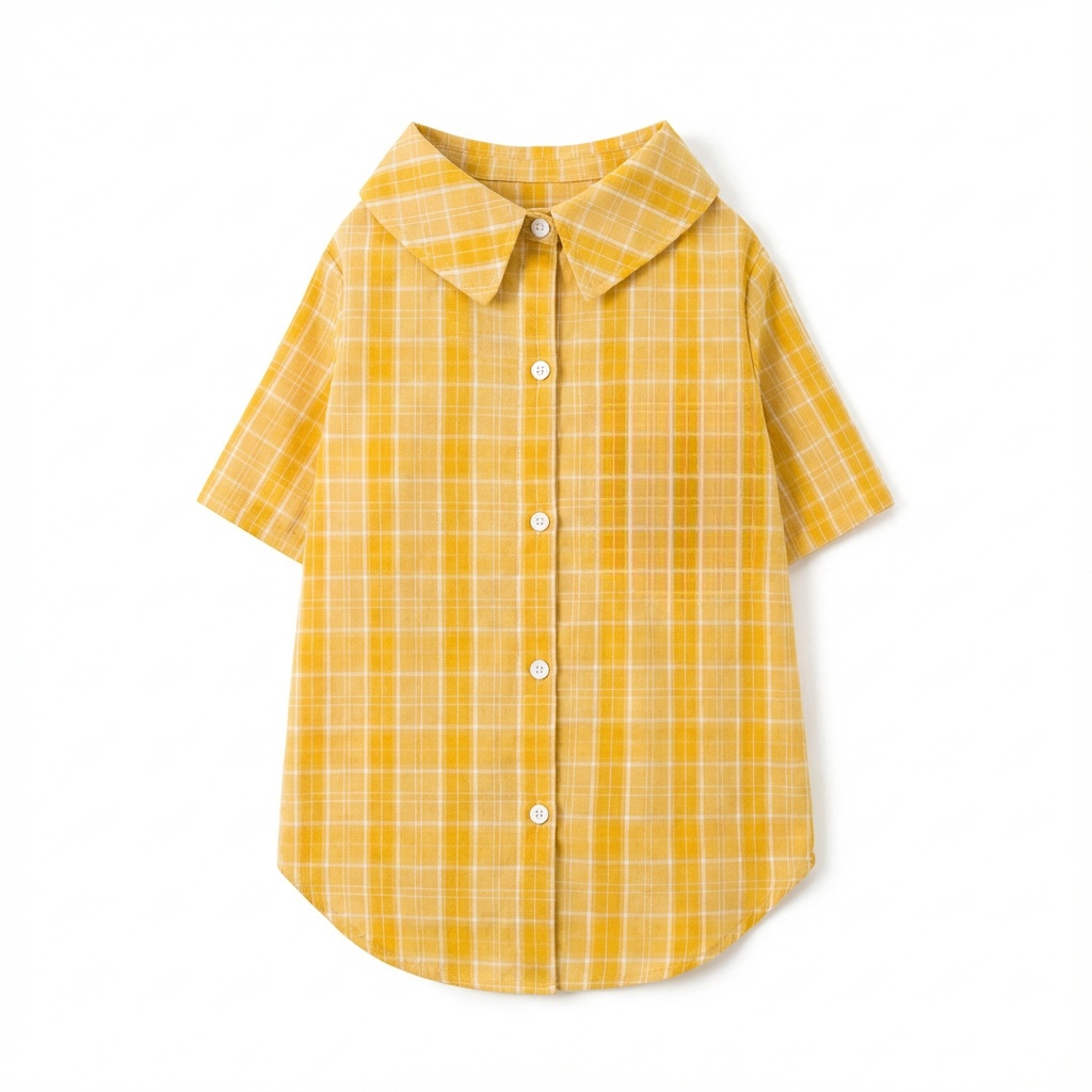 Smile Embroidered Plaid Dog Shirt