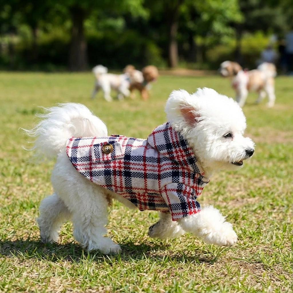 Plaid Hooded Dog Coat