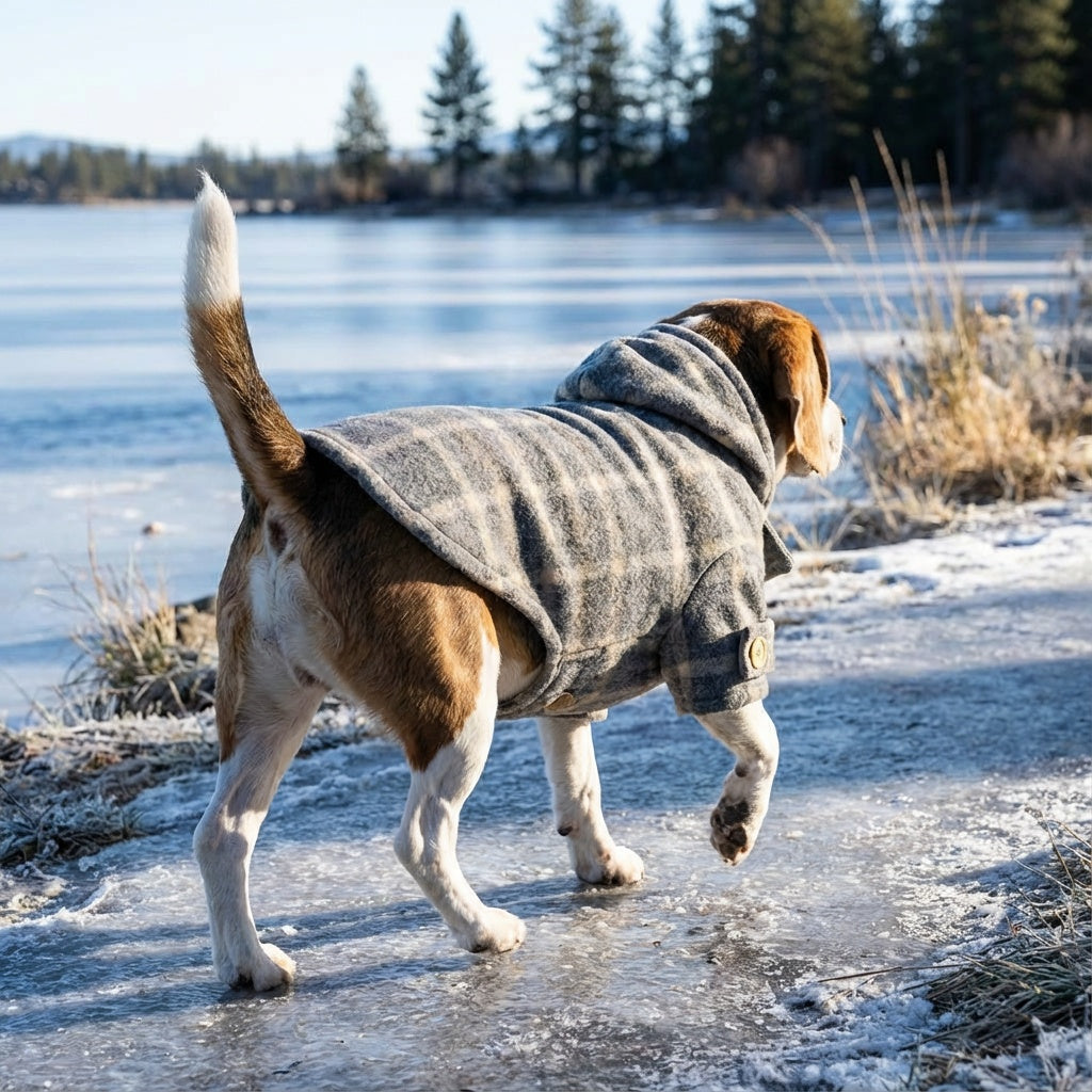 Furtastic Hooded Plaid Dog Coat