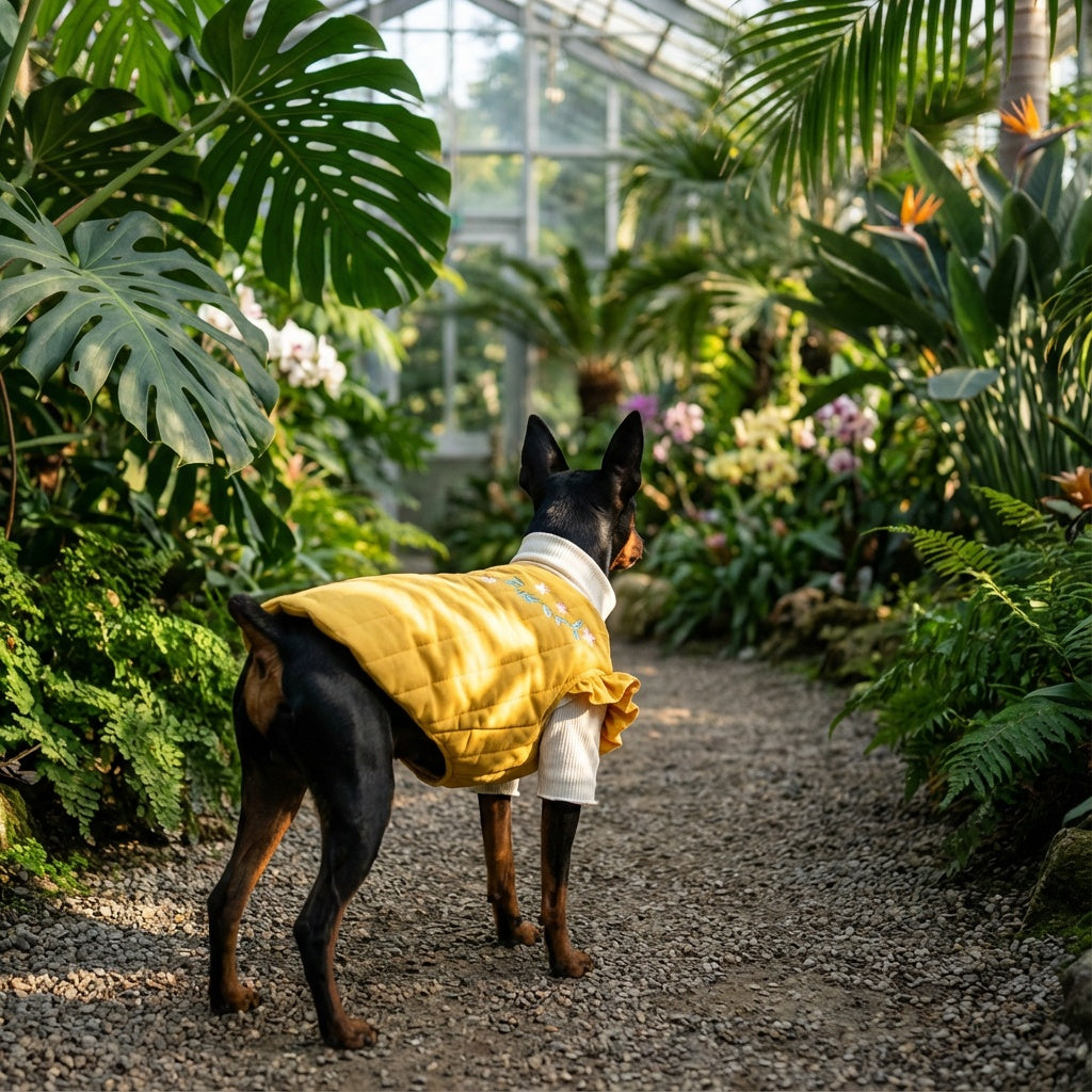 Quilted Embroidered Floral Winter Coat