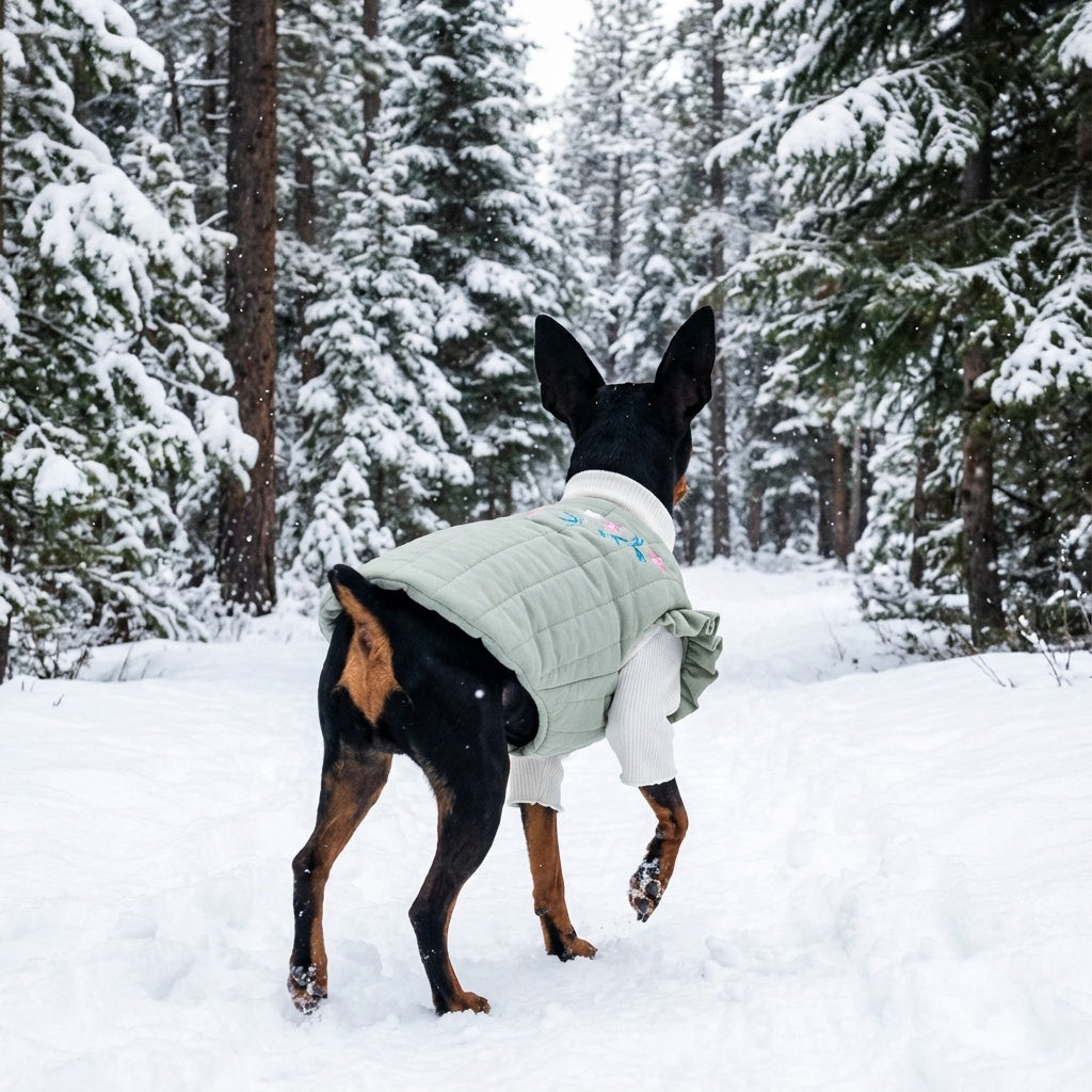 Quilted Embroidered Floral Winter Coat