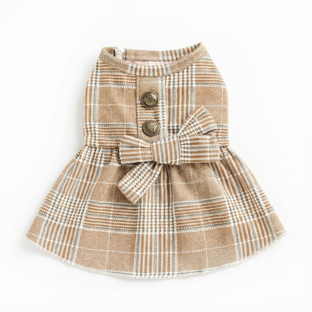 Plaid Bowknot Dog Clothes