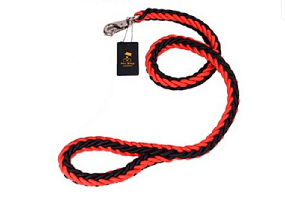 Dogs and Cats Boutique 10 Red Black / L Heavy Duty Metal Clasp Braided Dog Leash