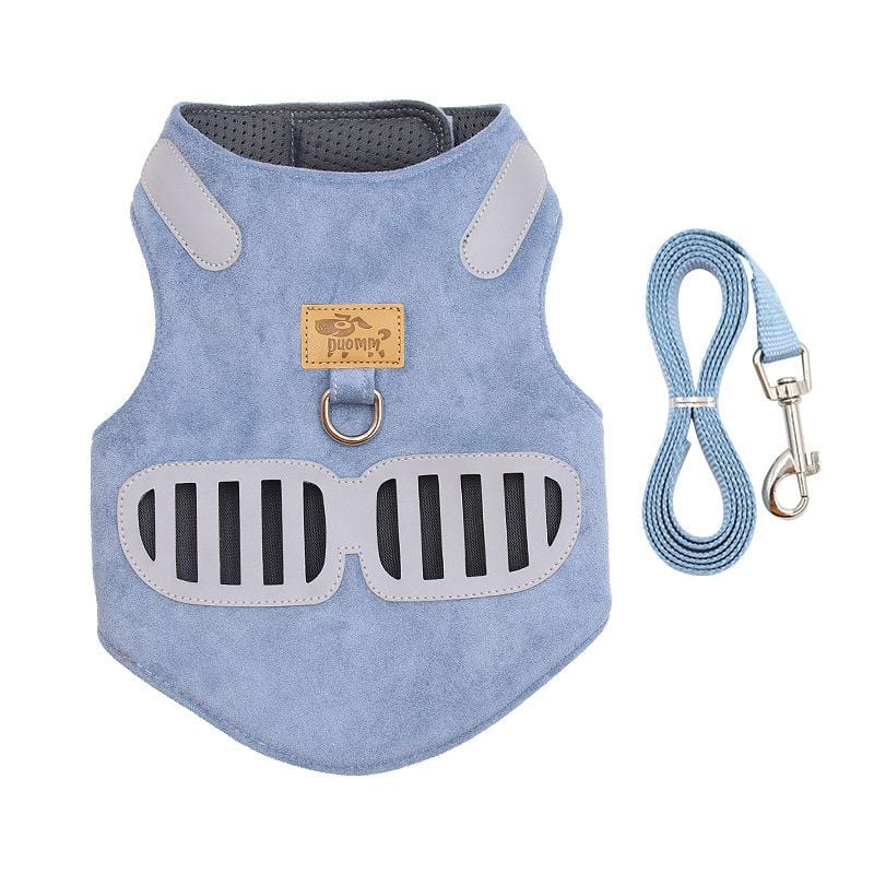 Dogs and Cats Boutique 11 Light Blue / XS Soft Suede Harness Traction Rope