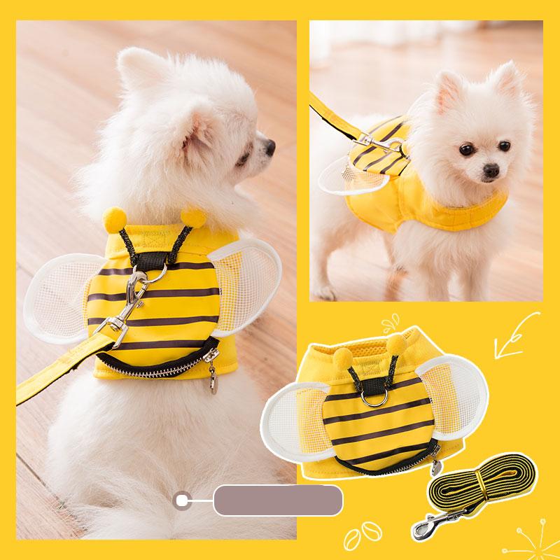 Dogs and Cats Boutique 11 Yellow / Grid / XL Striped Bee Dog Harness With Leash