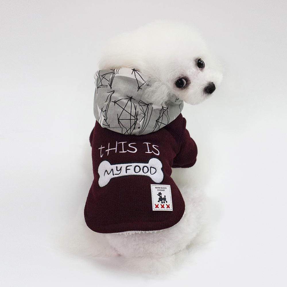 Dogs and Cats Boutique 2 Wine Red / S This Is My food Dog Hoodie