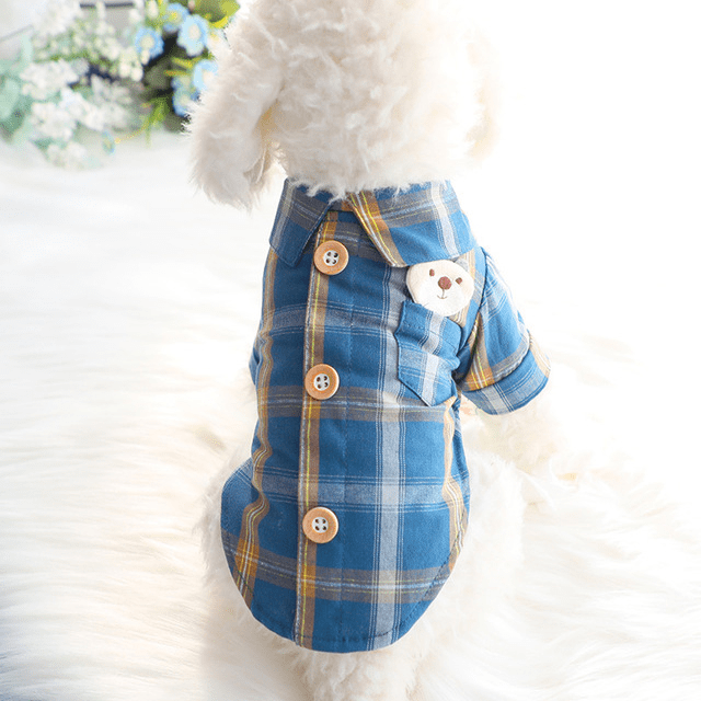 Dogs and Cats Boutique 3 Blue / M Teddy Plaid Dog Shirt