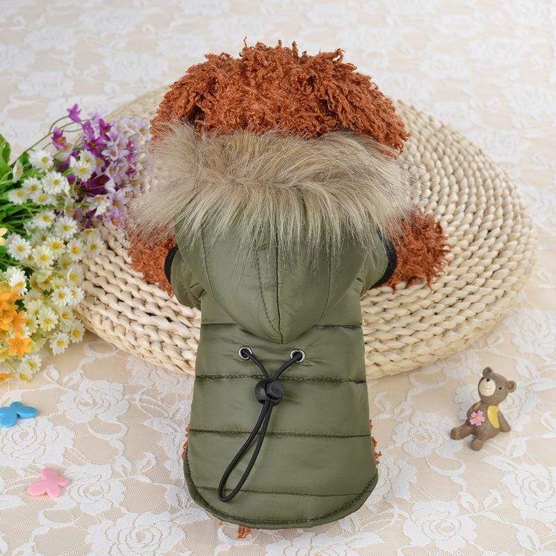 Dogs and Cats Boutique 5 Forest Green / XL Fur Hooded Dog Parka Jacket