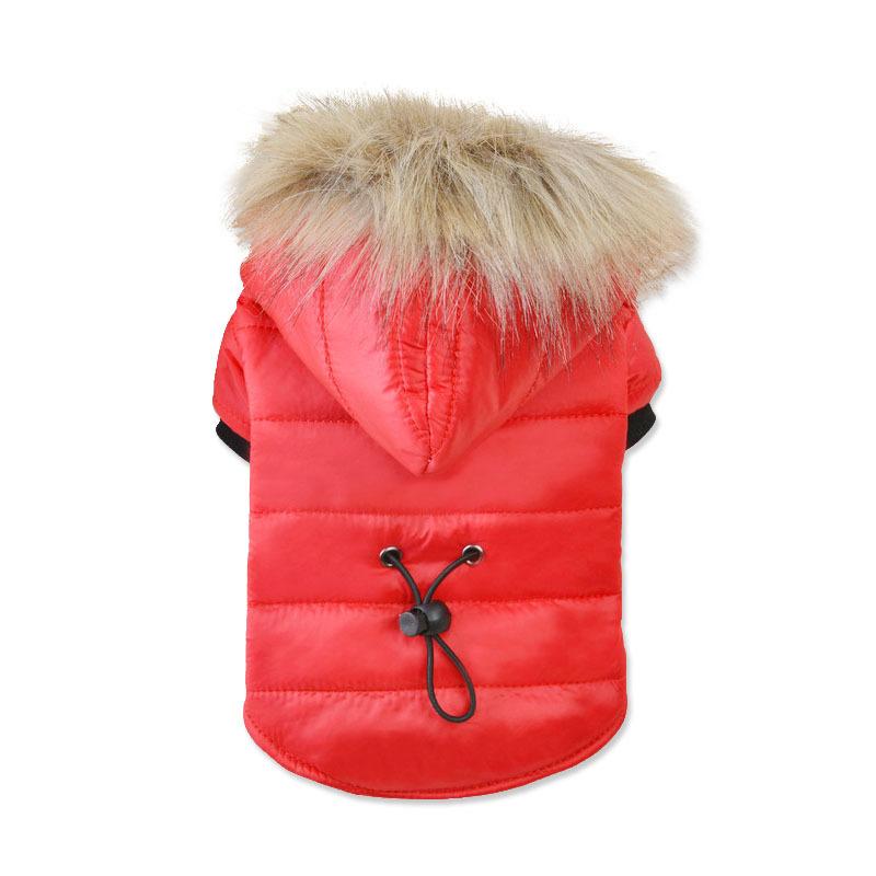 Dogs and Cats Boutique 5 Red / S Fur Hooded Dog Parka Jacket