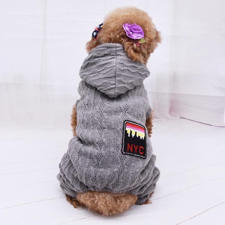 Dogs and Cats Boutique 6 Grey / XL Hooded Full Body Dog Sweater