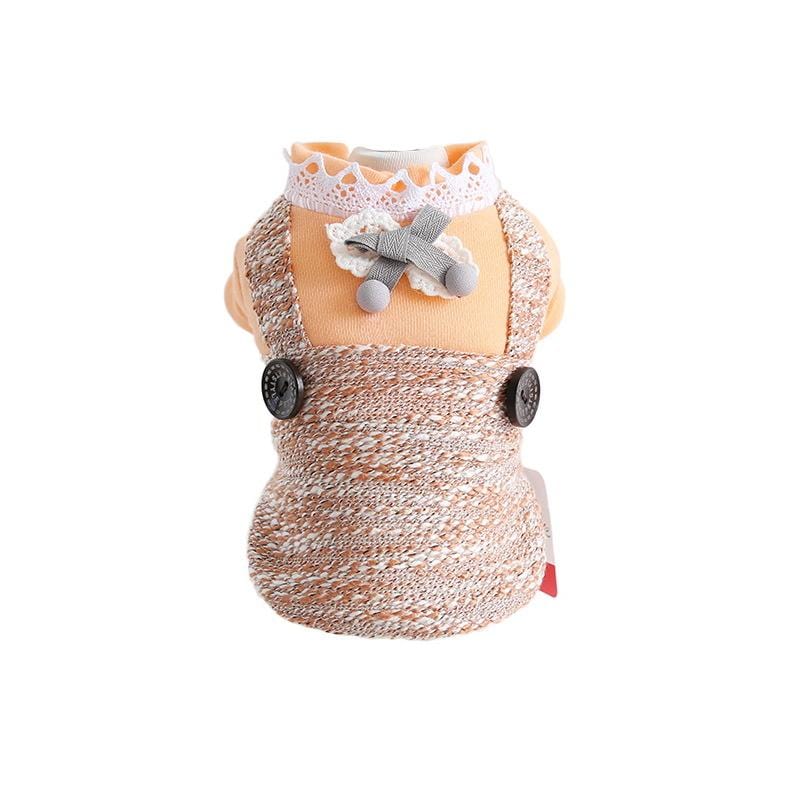 Dogs and Cats Boutique 6 Orange / XS On the Growl Lace Collar Sweater Dress