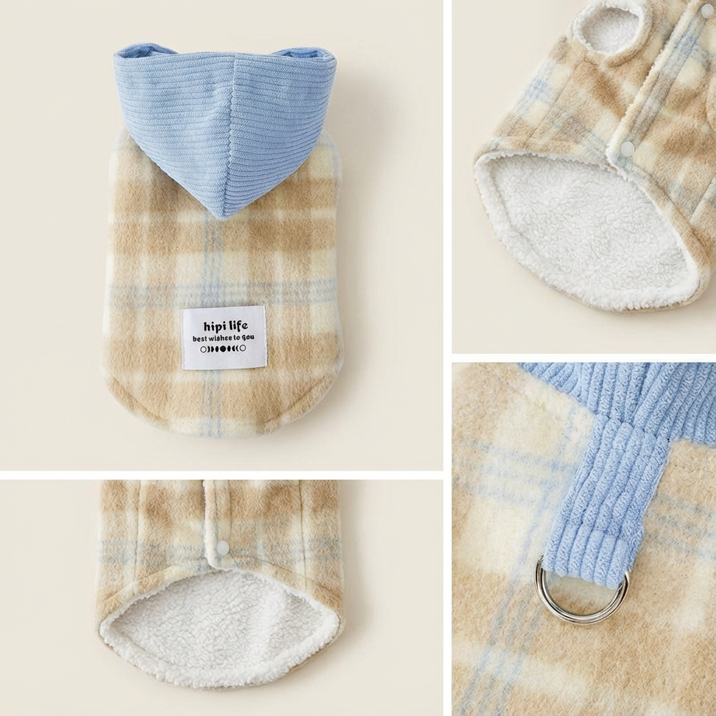 Checkered Hooded Pet Vest