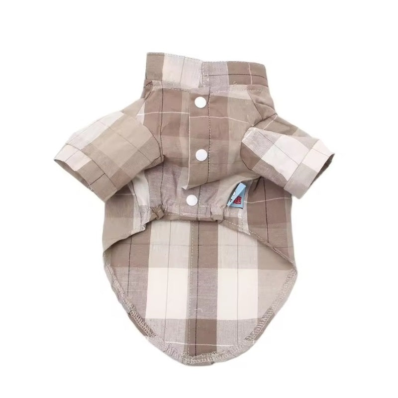 Plaid Bow Tie Stand Collar Shirt
