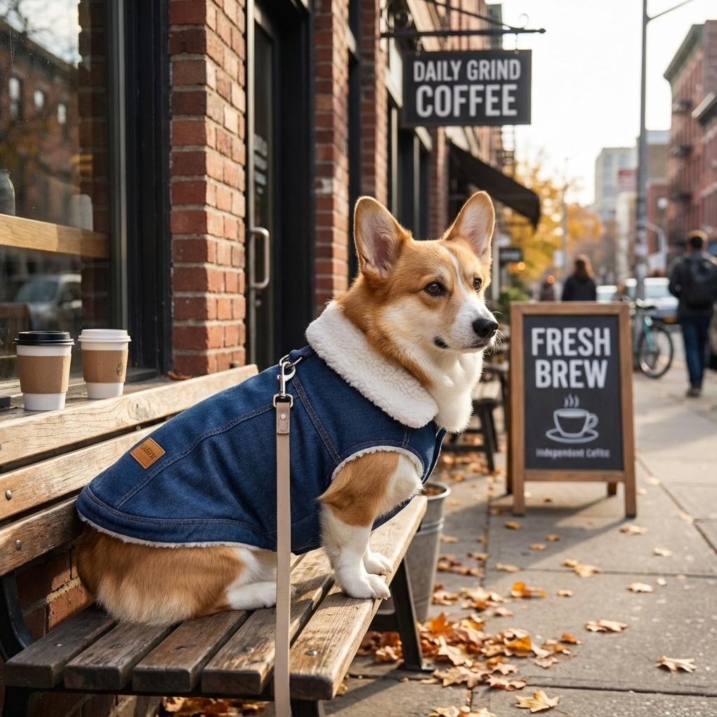 Chic Corgi Denim Dog Coat