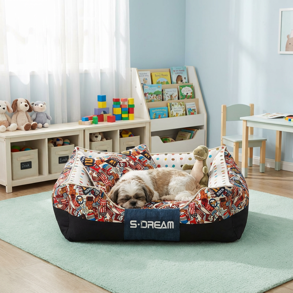 Cartoon Print Luxury Pet Bed