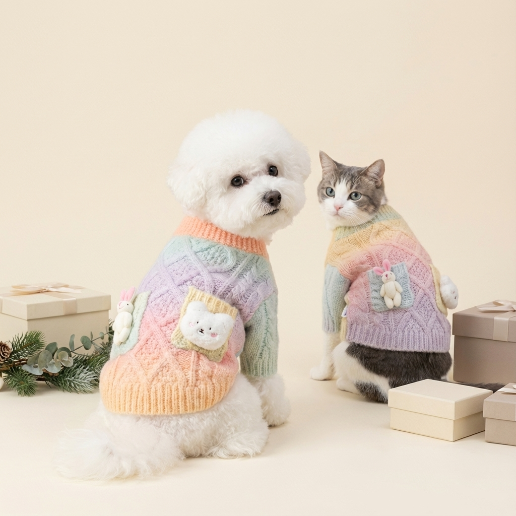 Vibrant Tie-Dye Gradient Cardigan Dog Sweater