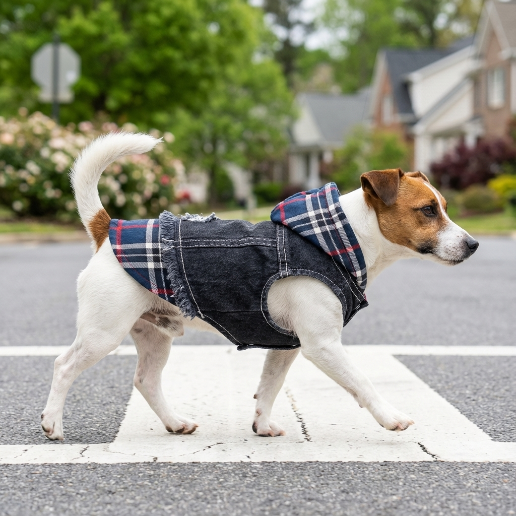 Pristine Plaid Denim Dog Vest Coat