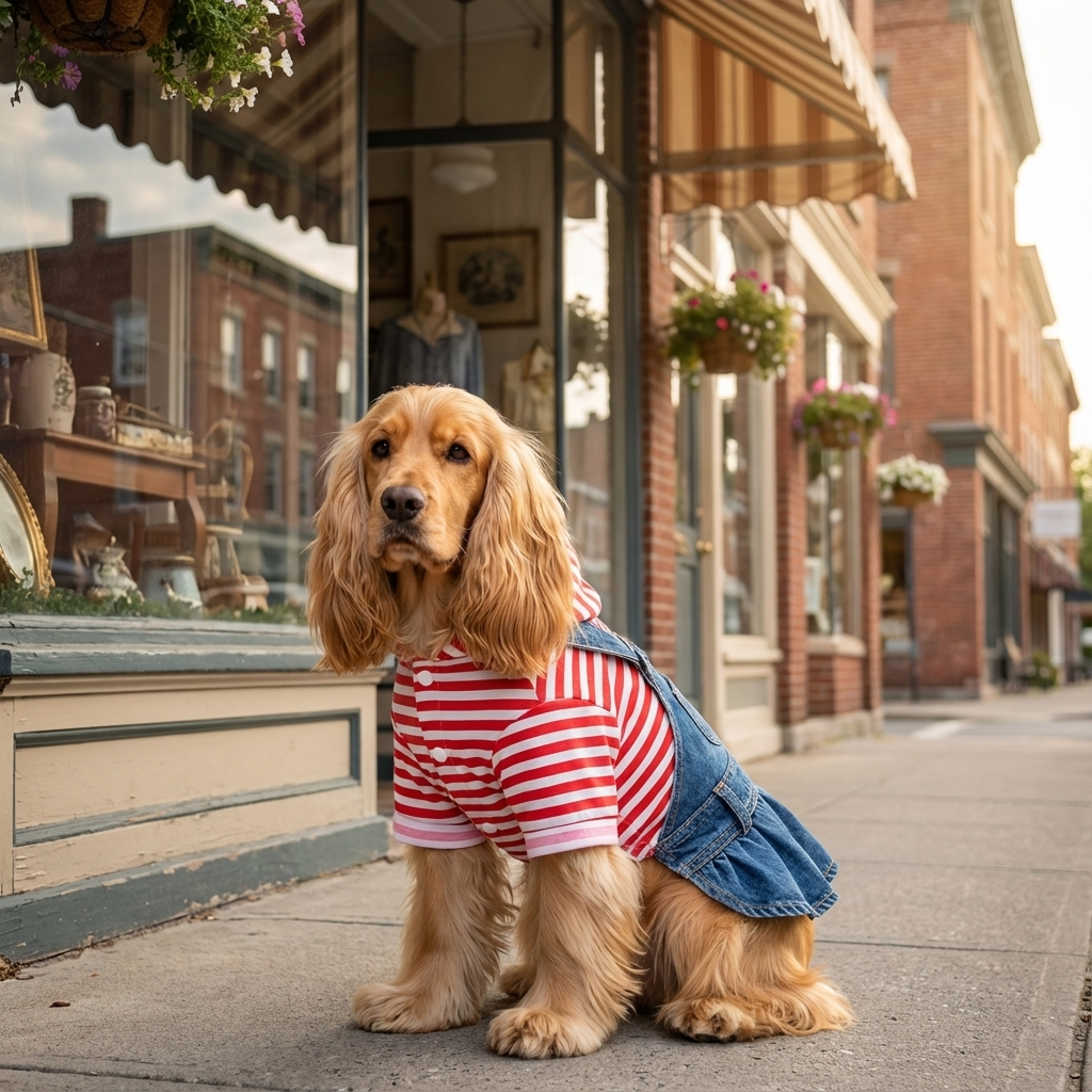 Striped Embroidered Denim Dog Skirt