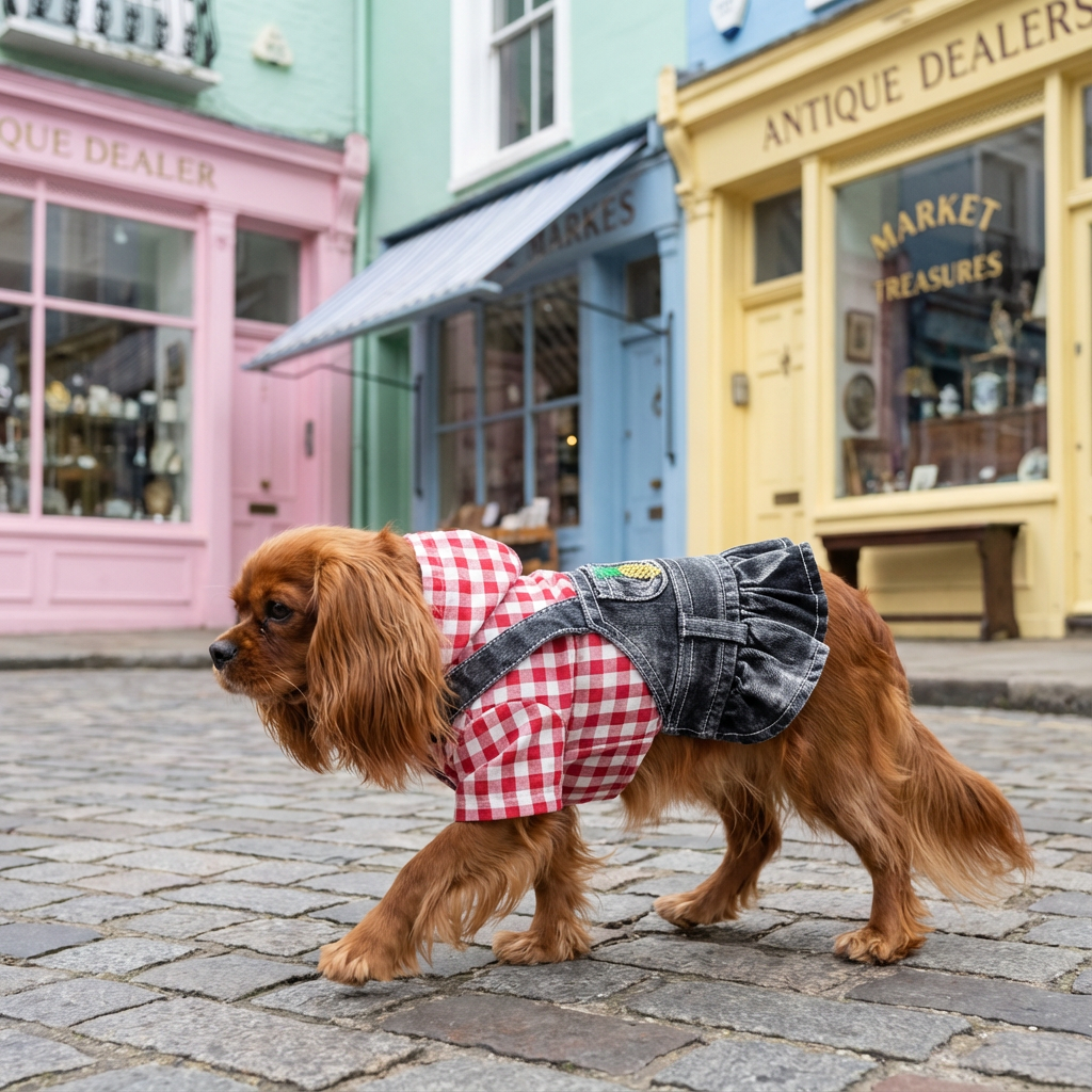 Striped Embroidered Denim Dog Skirt