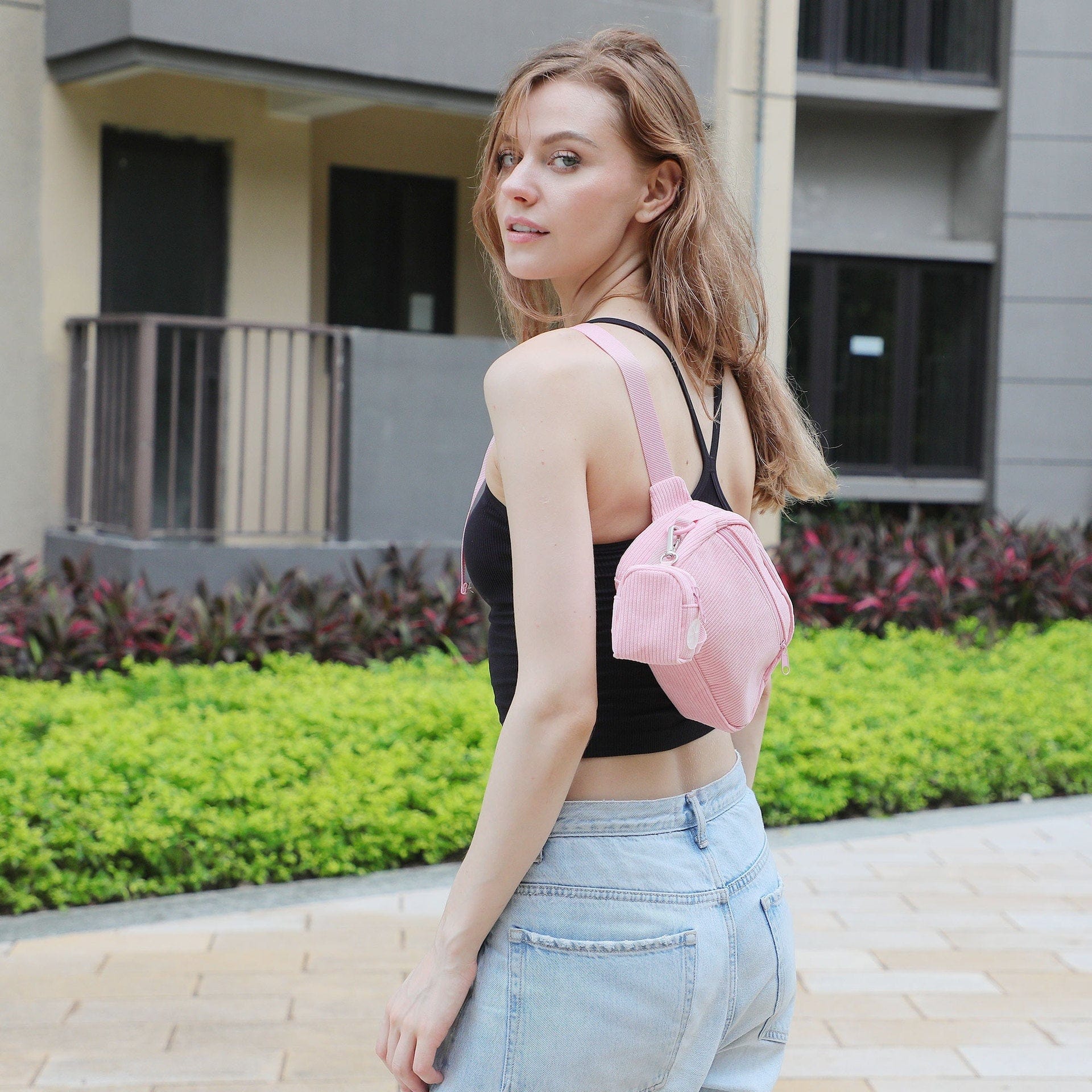 Dogs and Cats Boutique 11 Design Pink Corduroy Pet's Chest-back Can Carve Writing Collar Rope Dog Walking Bag (To Get Done)